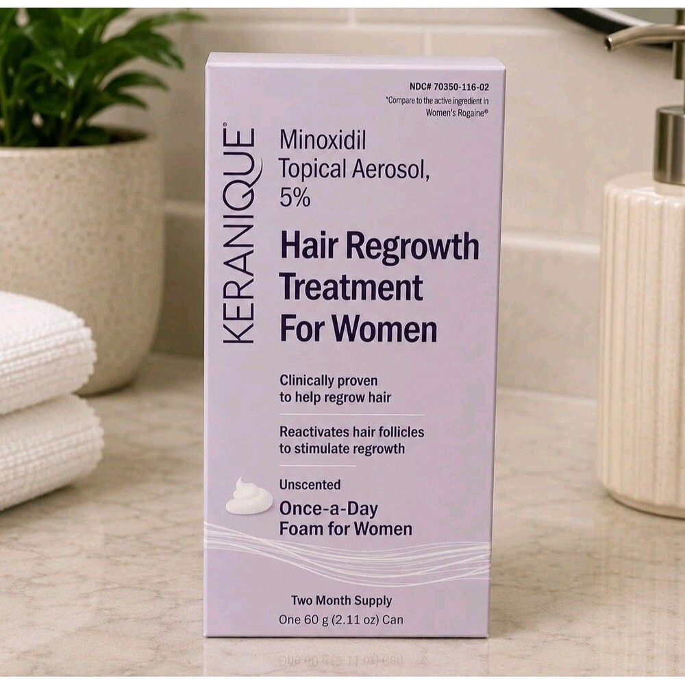 Keranique Women's Hair Regrowth Treatment 5% Minoxidil Topical  Aerosol 2.11 Oz